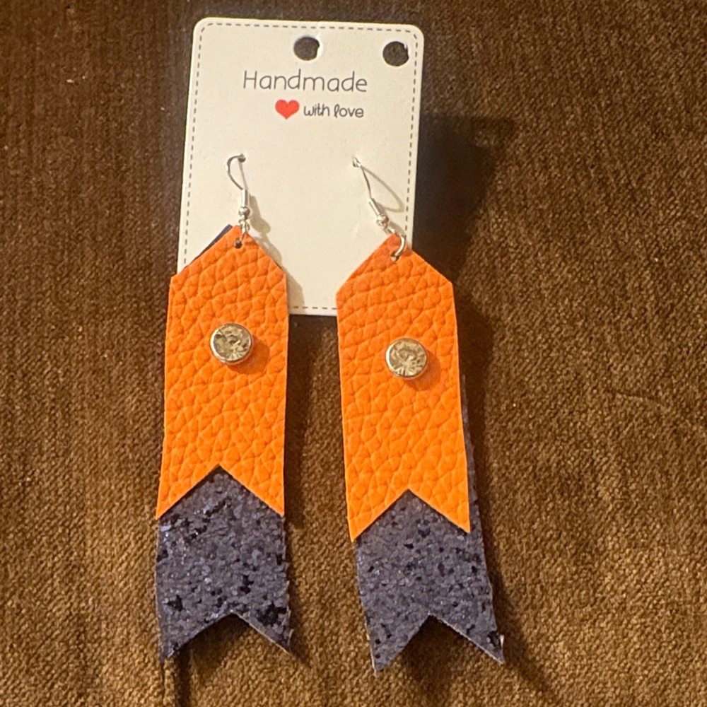 Orange and Blue Handmade Earrings